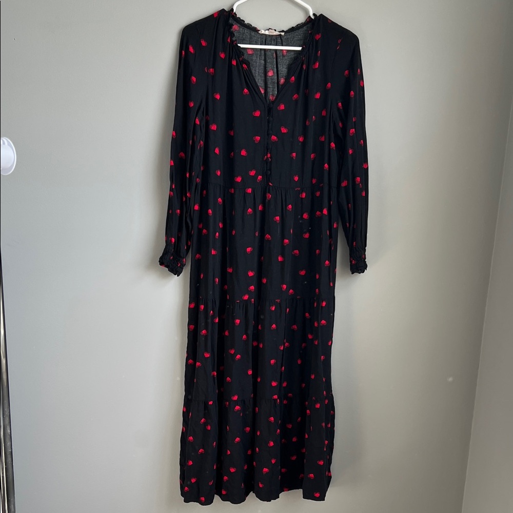 Elegant Black and Red Floral Dress